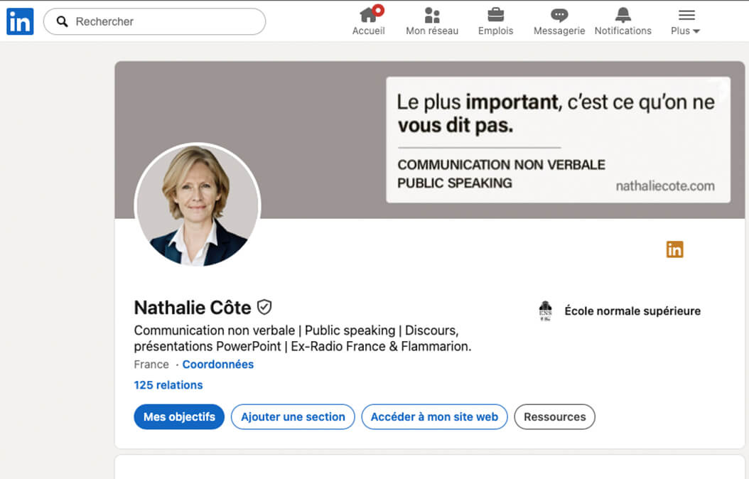 Photo de la page LinkedIn de Nathalie Côte